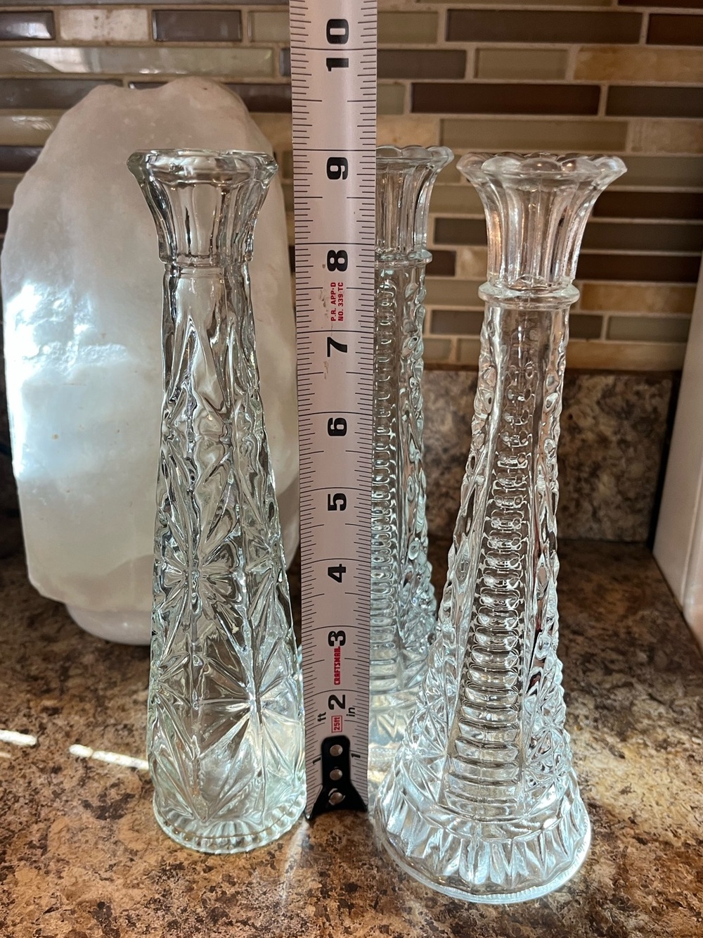 Vintage Clear Glass 9” Bud Vases Set of 3 - Picture 6 of 12